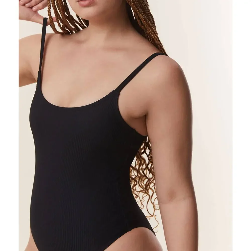 Andie Swim the Amalfi Ribbed One Piece in Black M Tall NWT